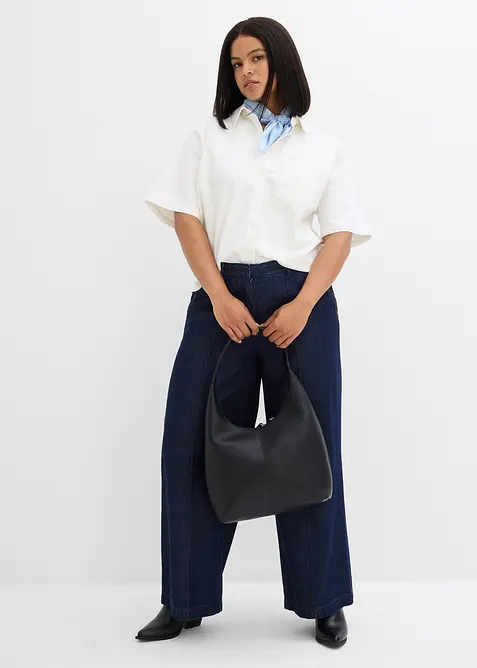 Jeans wide leg super soft, vita alta, bonprix