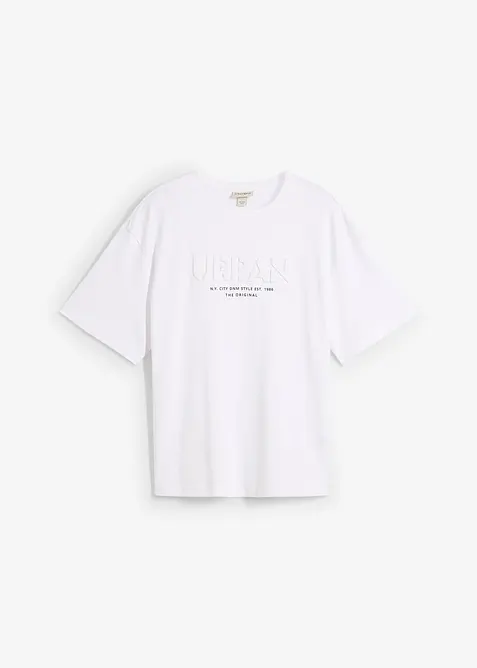 T-shirt in puro cotone biologico con scritta in 3D, loose fit, bonprix