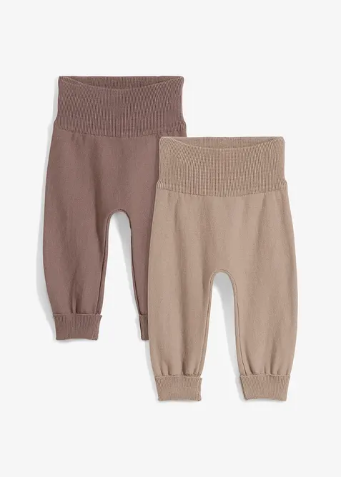 Pantaloni in maglia allungabili in misto cotone (pacco da 2), bonprix