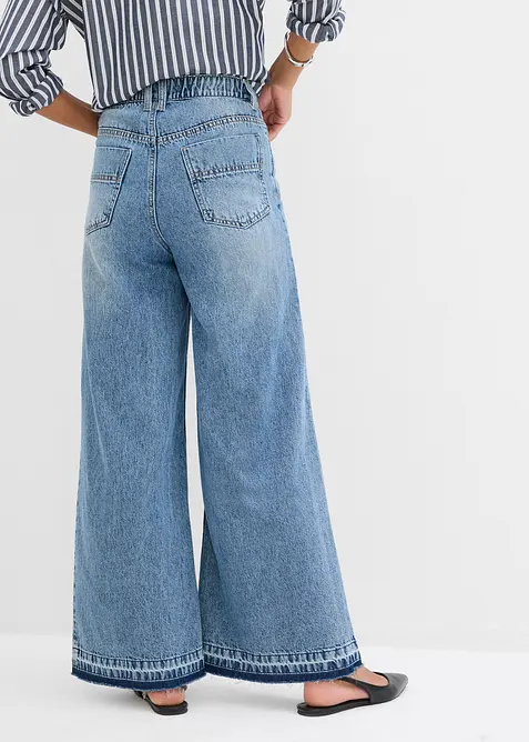 Jeans cropped wide leg, vita alta, bonprix