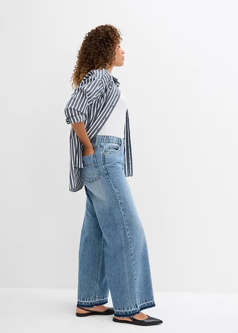 Jeans cropped wide leg, vita alta, bonprix