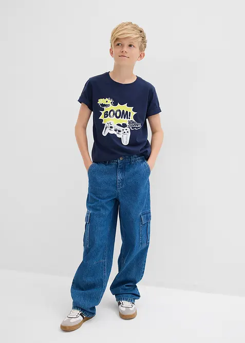 Jeans cargo regolabili in vita loose fit, straight, bonprix