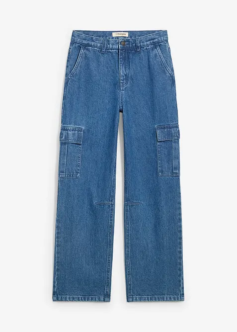 Jeans cargo regolabili in vita loose fit, straight, bonprix