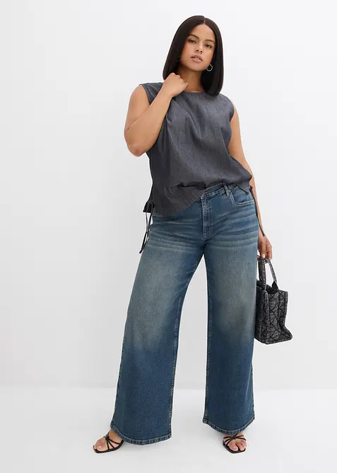 Jeans wide leg a vita alta, bonprix