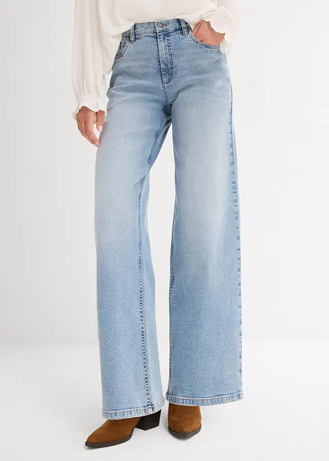 Jeans wide leg a vita alta, bonprix