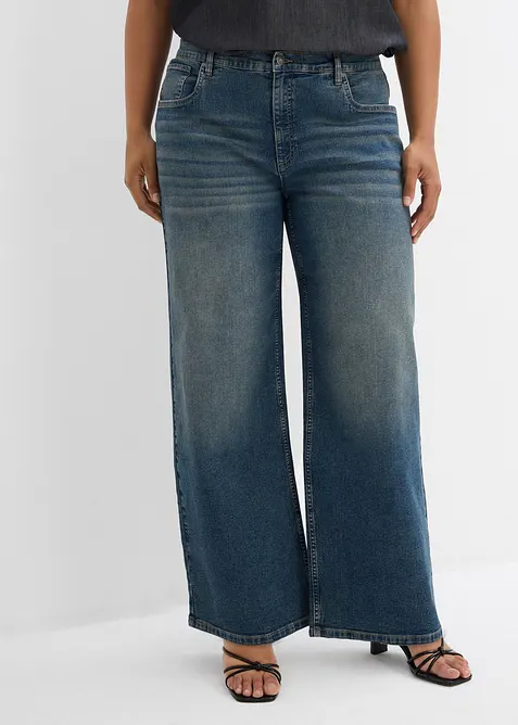 Jeans wide leg a vita alta, bonprix