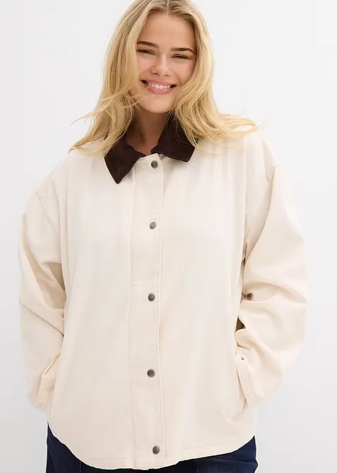 Giacca leggera in twill con colletto in velluto, bonprix