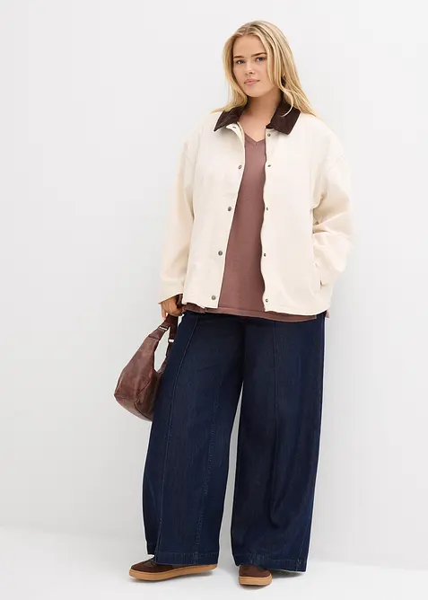 Giacca leggera in twill con colletto in velluto, bonprix