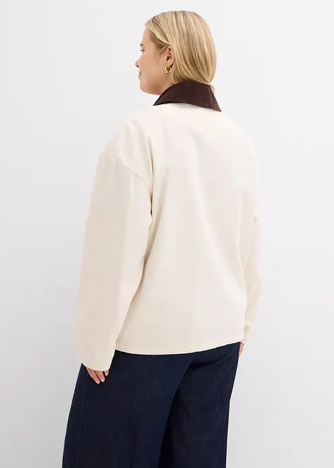 Giacca leggera in twill con colletto in velluto, bonprix