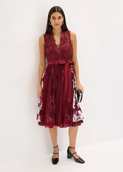 Abito bavarese con ricami e gonna in velluto (set 2 pezzi), bonprix