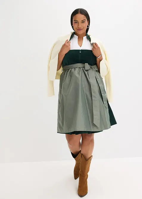 Abito bavarese con bustino in velluto e grembiule in raso (set 2 pezzi), bonprix