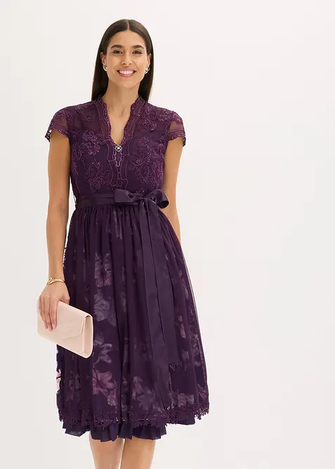 Abito bavarese con ricami e gonna in velluto (set 2 pezzi), bonprix