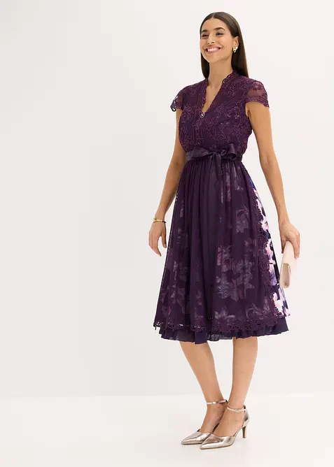 Abito bavarese con ricami e gonna in velluto (set 2 pezzi), bonprix