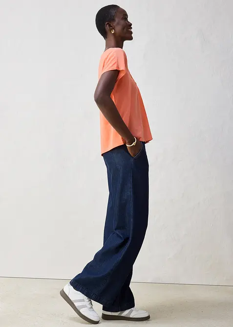 Maglia in misto seta con inserto in tessuto, bonprix