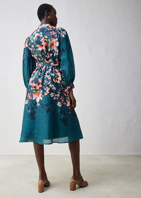 Abito midi in ramiè con cintura, bonprix