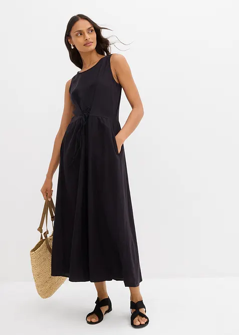 Abito lungo in misto lino e viscosa leggero, bonprix