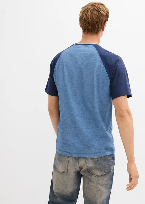 Maglia serafino a maniche corte in puro cotone biologico effetto lavato, bonprix