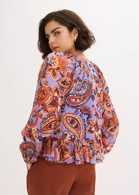 Blusa di chiffon con volant, bonprix