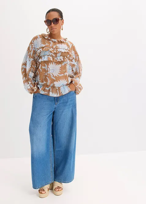 Blusa in chiffon con ruches, bonprix