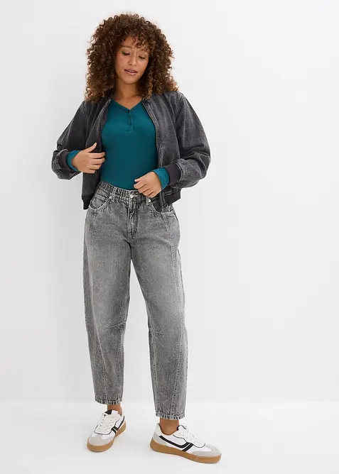 Body a coste con puro cotone biologico, bonprix