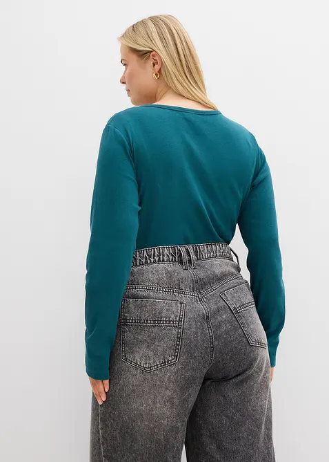 Body a coste con puro cotone biologico, bonprix