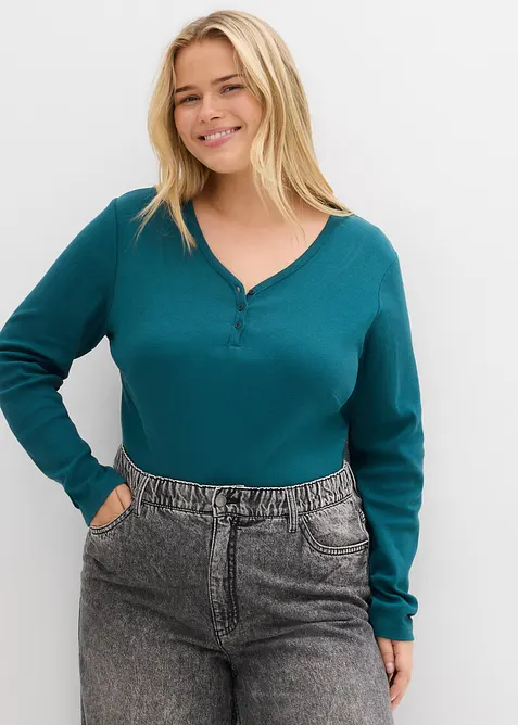 Body a coste con puro cotone biologico, bonprix