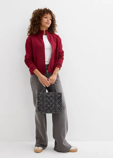 Felpa con zip in puro cotone biologico, bonprix
