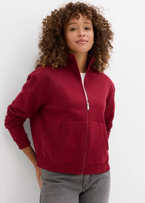 Felpa con zip in puro cotone biologico, bonprix
