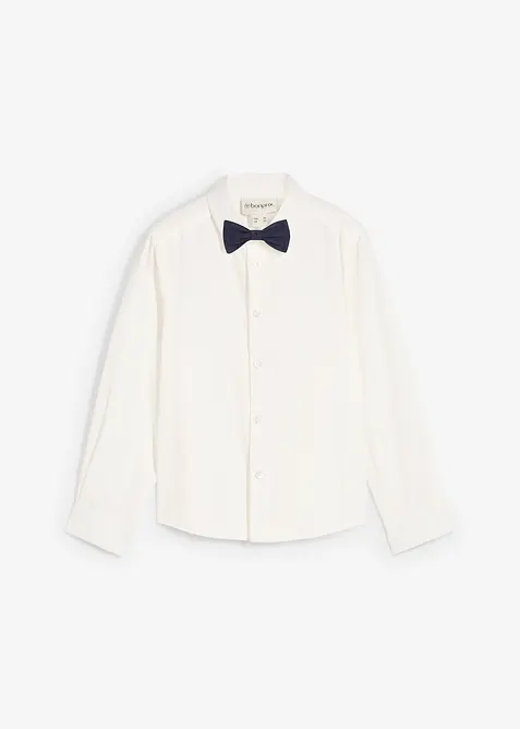 Camicia a maniche lunghe e papillon (set 2 pezzi), bonprix