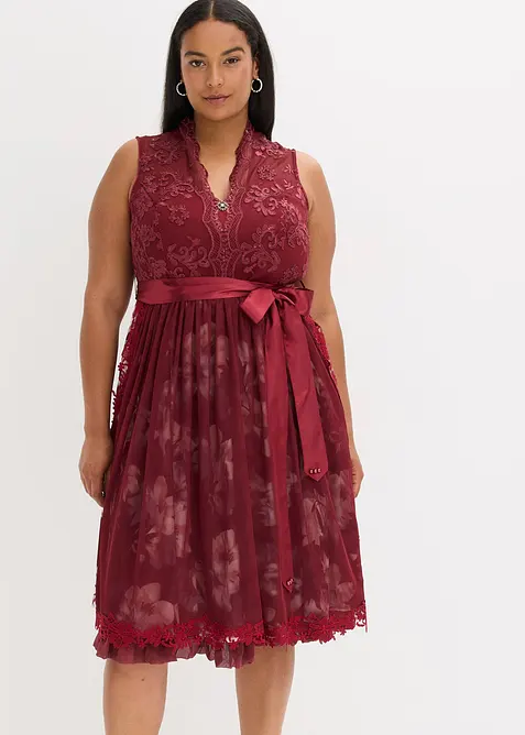 Abito bavarese con ricami e gonna in velluto (set 2 pezzi), bonprix