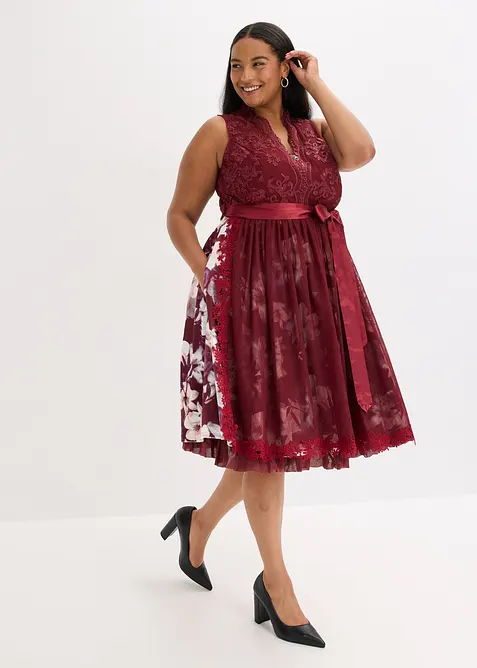 Abito bavarese con ricami e gonna in velluto (set 2 pezzi), bonprix