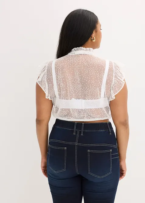 Camicetta bavarese in delicato tulle con motivo a pois, bonprix