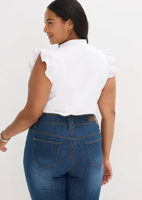 Camicetta bavarese con colletto a listino e maniche a ruches, bonprix