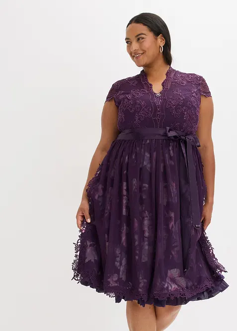 Abito bavarese con ricami e gonna in velluto (set 2 pezzi), bonprix