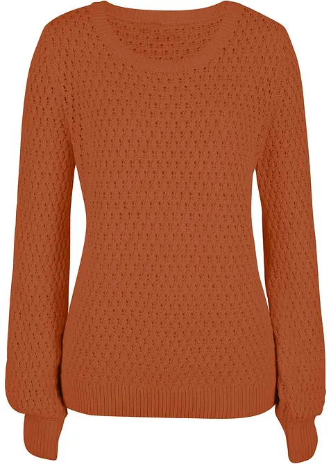 Maglione in maglia operata di misto cotone, bonprix