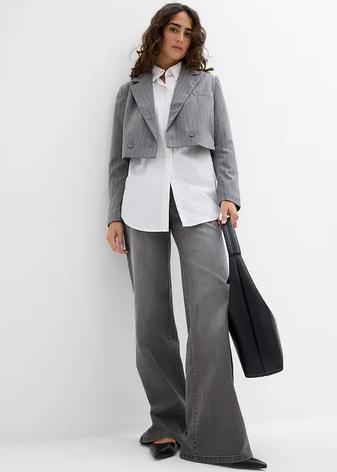 Blazer cropped con colletto a revers, bonprix