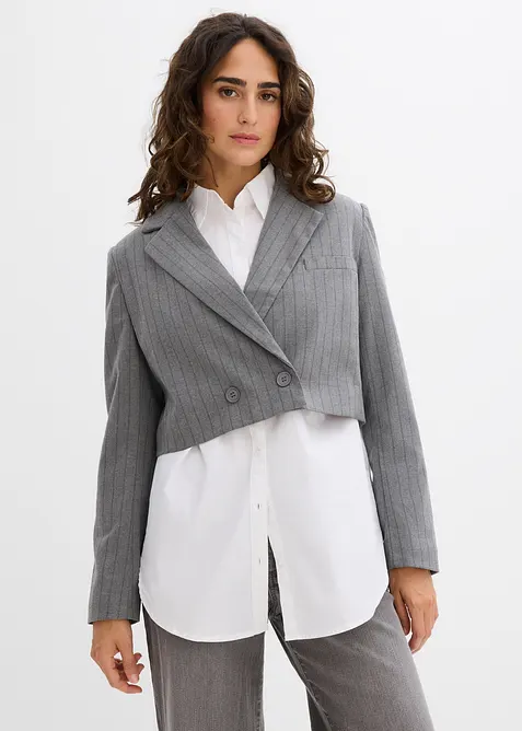 Blazer cropped con colletto a revers, bonprix