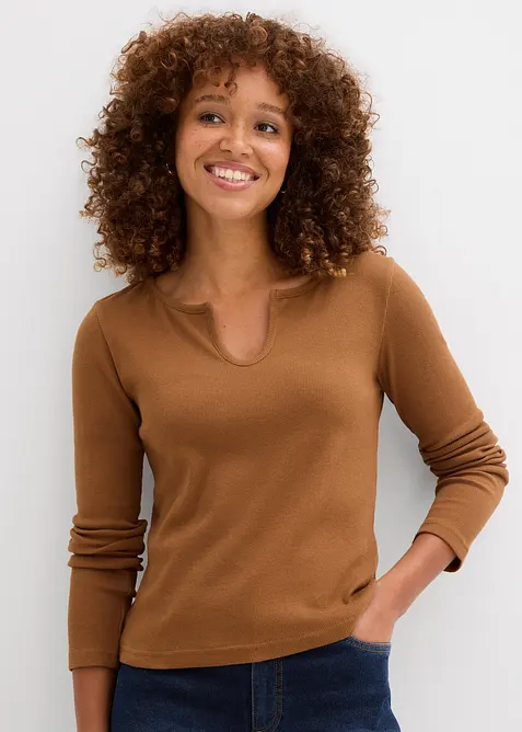 Maglia a costine corta in cotone biologico, bonprix