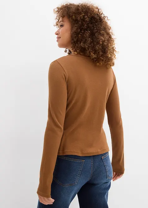 Maglia a costine corta in cotone biologico, bonprix