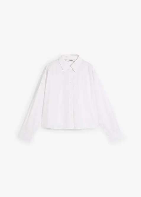 Camicia oversize corta in misto cotone e seta, bonprix