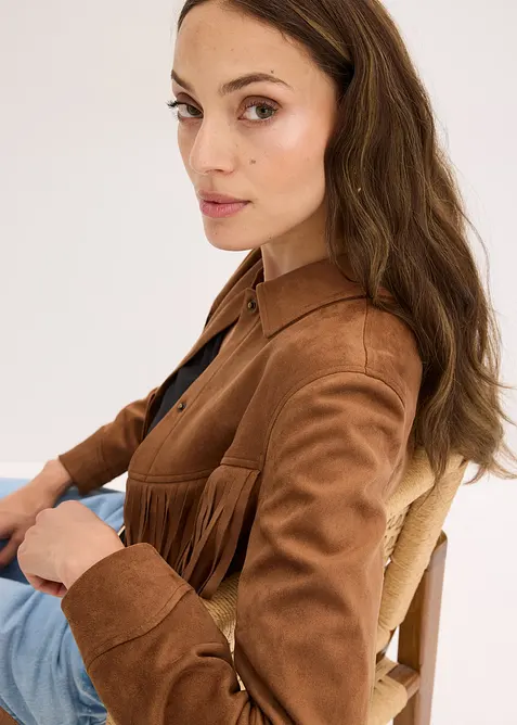 Giacca in similpelle con frange, bonprix