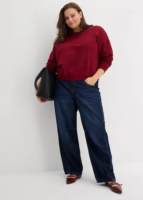 Felpa oversize corta in puro cotone biologico, bonprix