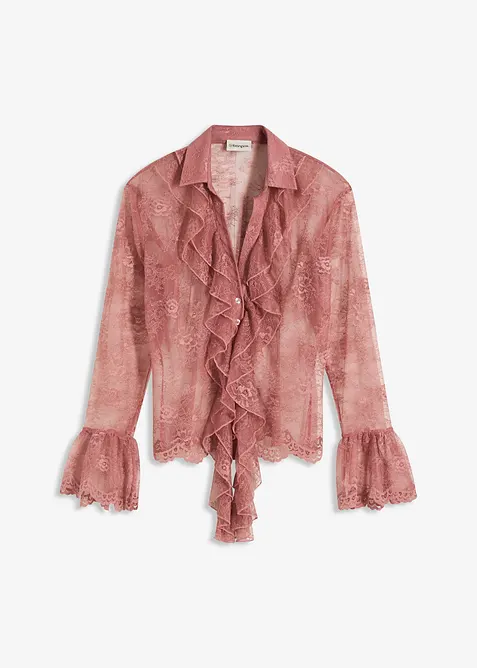 Camicetta trasparente con pizzo, bonprix