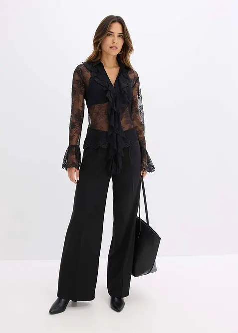 Camicetta trasparente con pizzo, bonprix