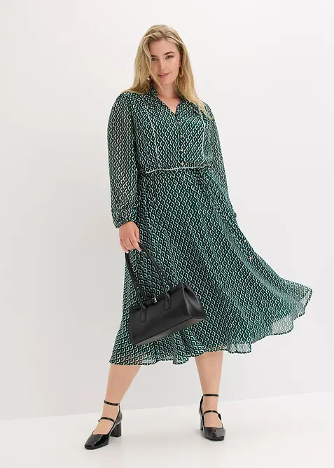 Abito di chiffon con rifiniture a contrasto, bonprix