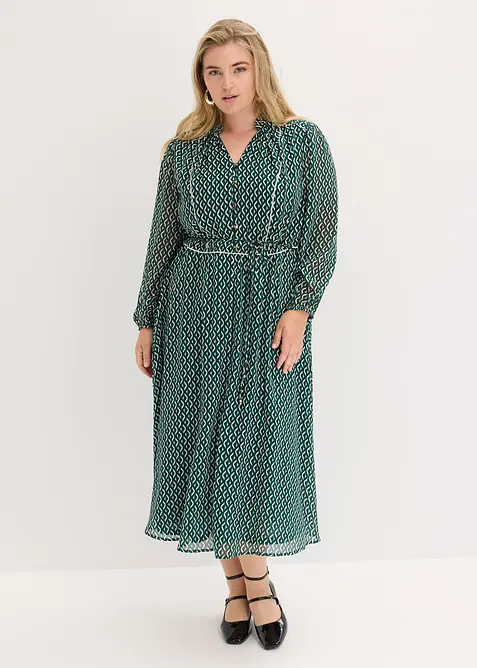 Abito di chiffon con rifiniture a contrasto, bonprix