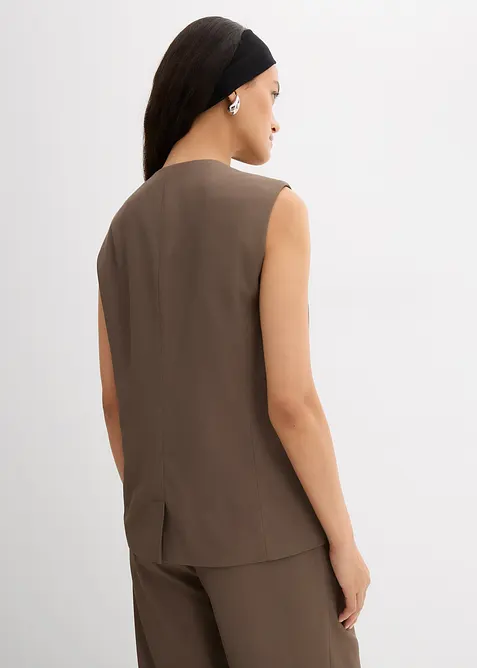 Gilet lungo con trama twill, bonprix