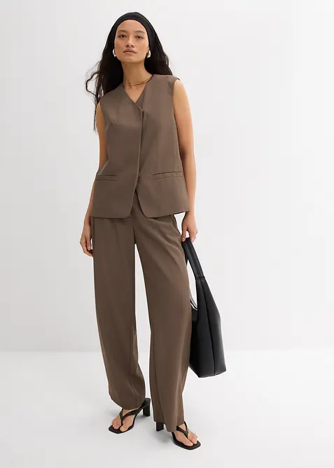 Gilet lungo con trama twill, bonprix