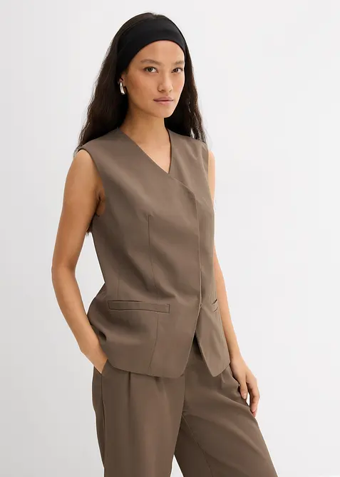 Gilet lungo con trama twill, bonprix