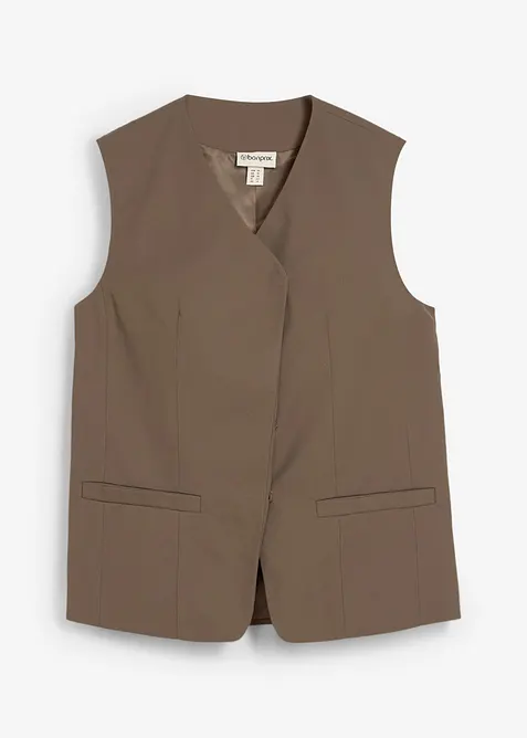 Gilet lungo con trama twill, bonprix
